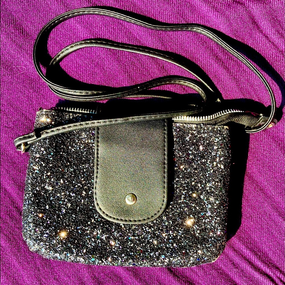 Wild Fable Black Glitter Crossbody Mini Purse